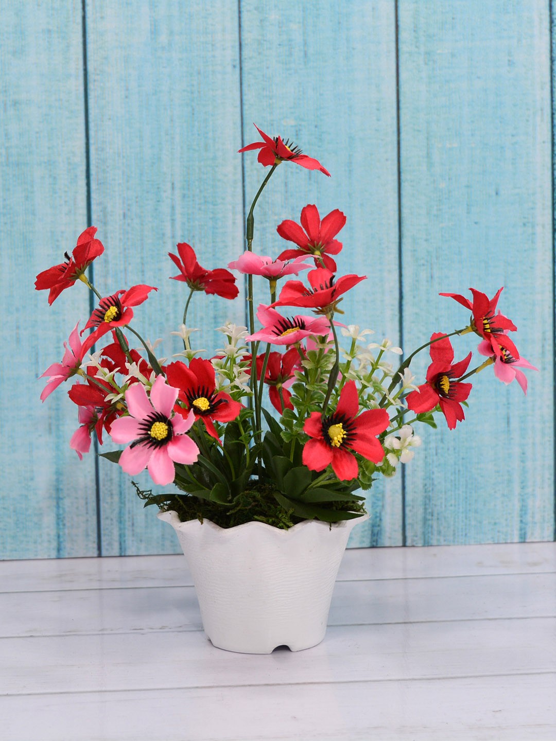 

Fancy mart Multicoloured Artificial Daisy Plant with Kingri Pot, Multi