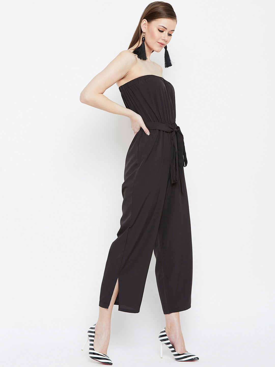 

Berrylush Women Black Solid Basic Jumpsuit