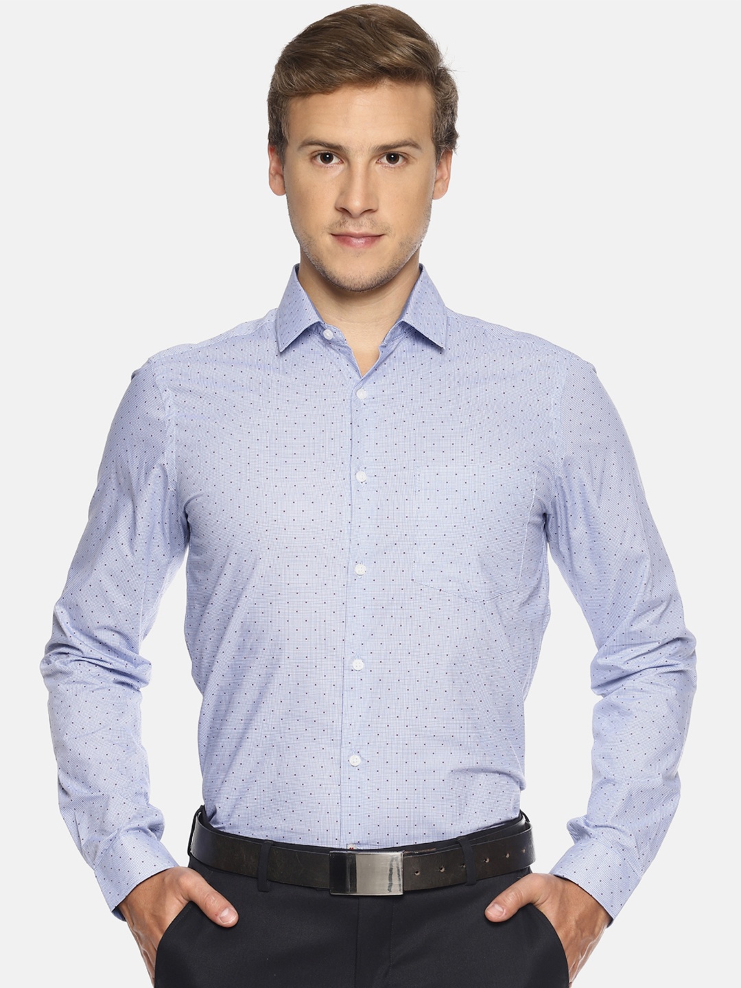 

IVOC Men Blue Slim Fit Printed Formal Shirt