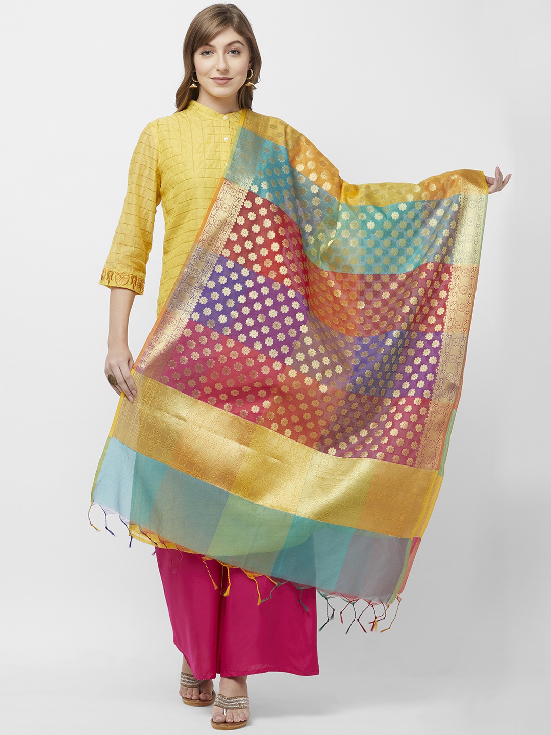 

Dupatta Bazaar Multicoloured Woven Design Dupatta, Multi