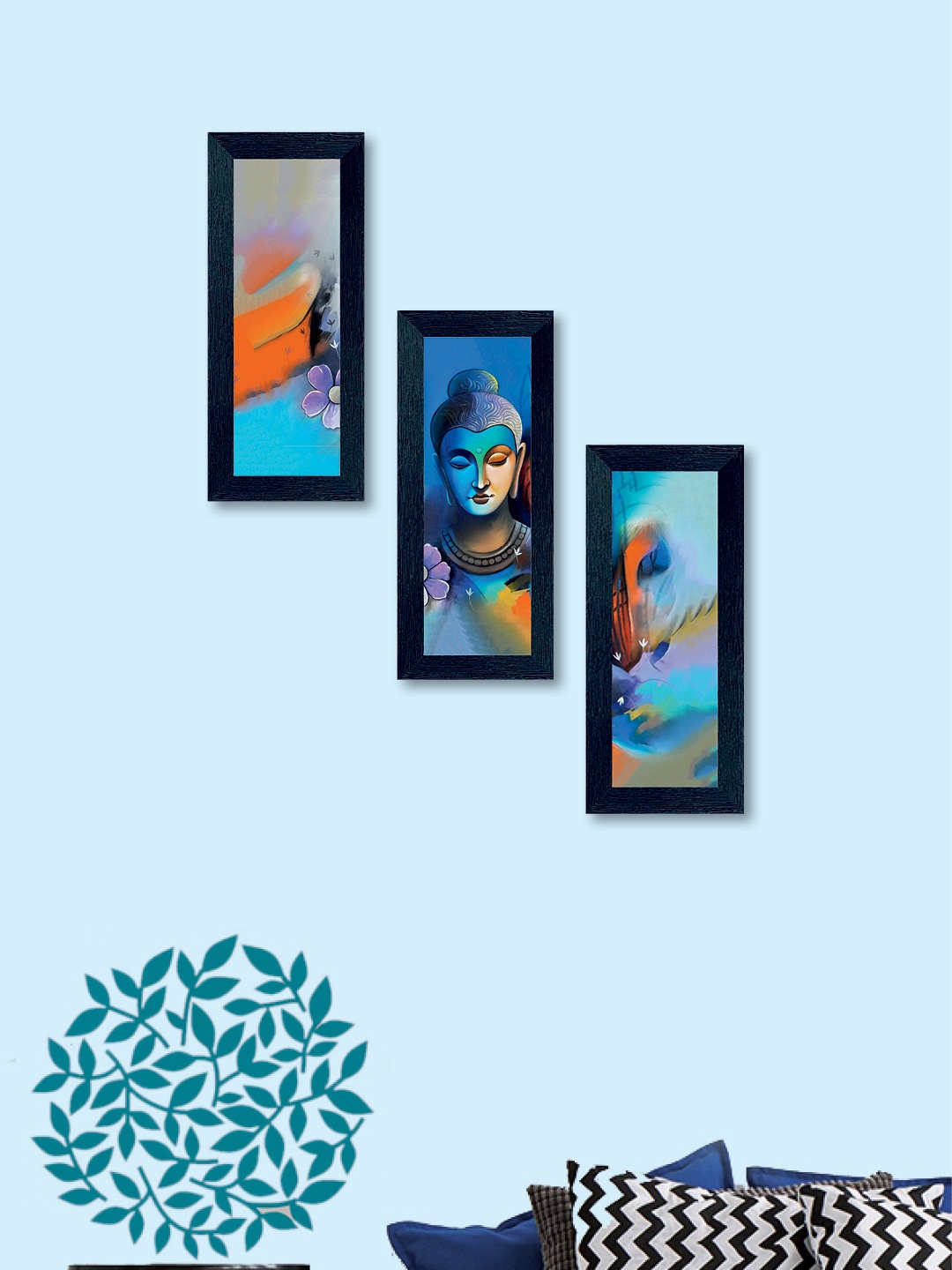 

nest Art Multicoloured Set of 3 Buddha Wall Art, Multi