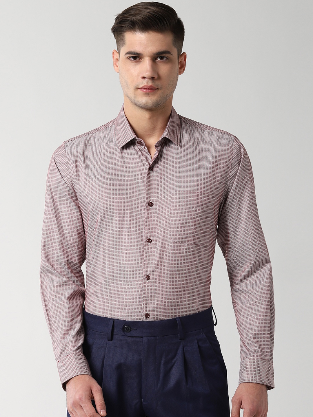 

Peter England Men Maroon Slim Fit Printed Formal Shirt