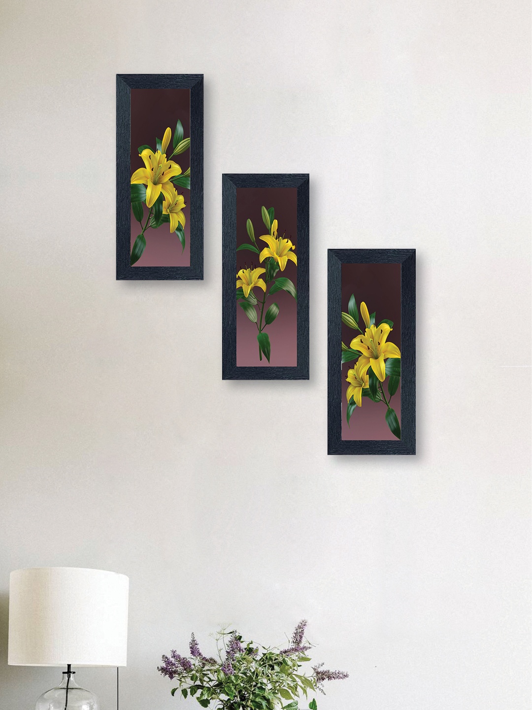 

nest Art Multicoloured Set of 3 Synthetic Wood Hand-Painted Wall Art, Multi