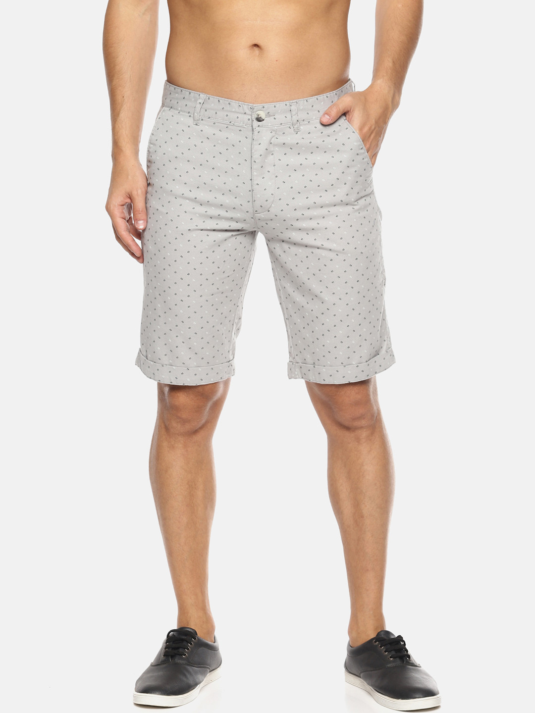 

IVOC Men Grey Printed Slim Fit Regular Shorts