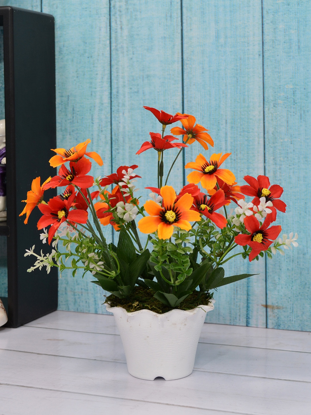 

Fancy mart Multicoloured Artificial Daisy Plant with Kingri Pot, Multi