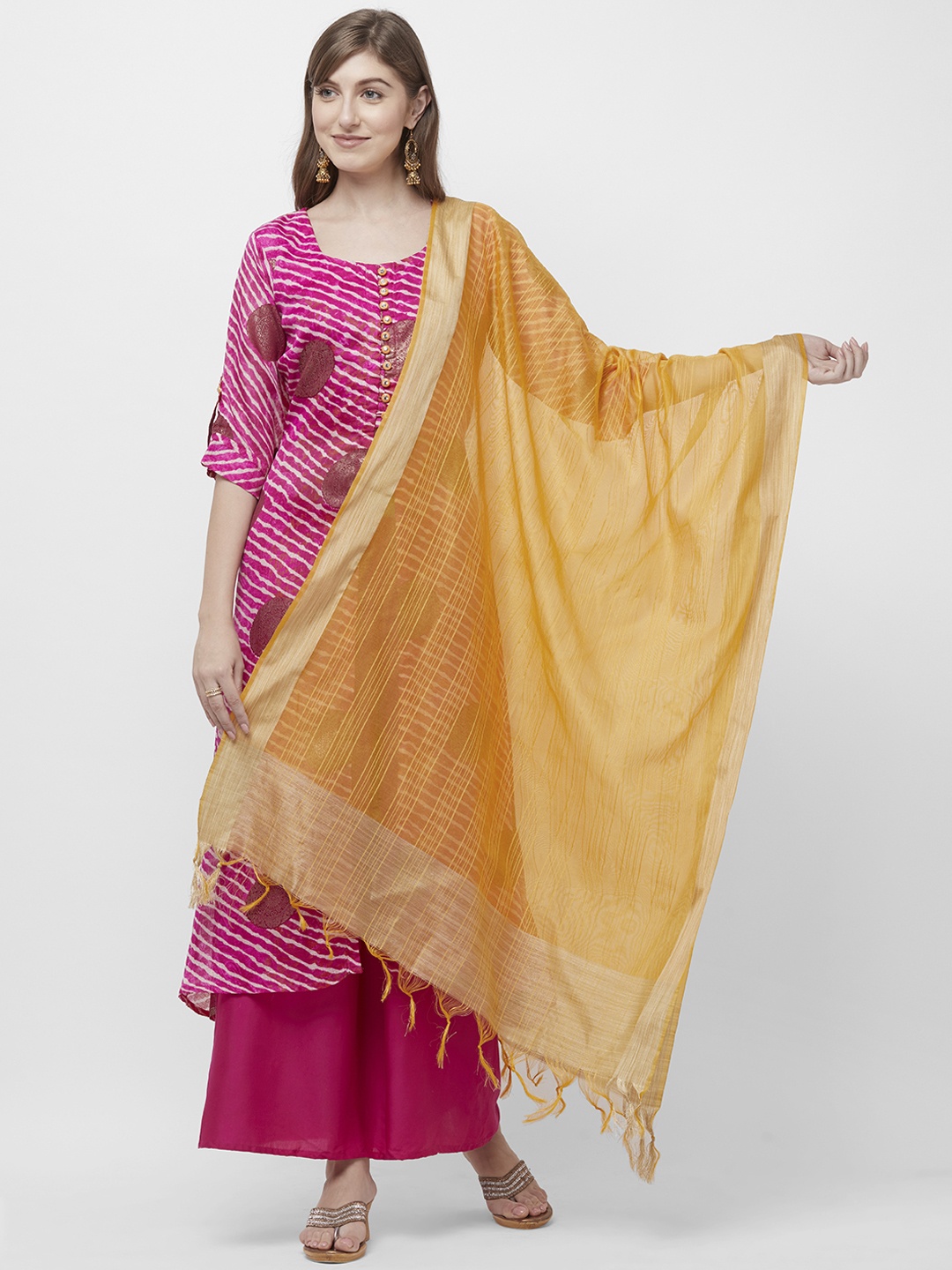 

Dupatta Bazaar Yellow Solid Dupatta