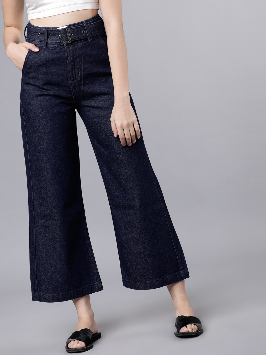 

Tokyo Talkies Women Navy Blue Flared High-Rise Clean Look Stretchable Jeans
