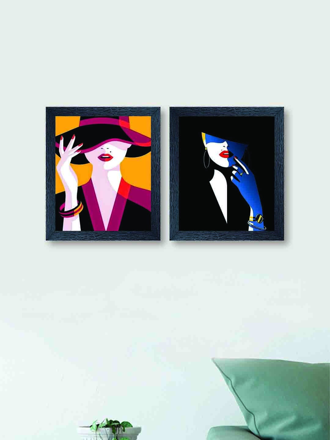 

nest Art Multicoloured Set of 2 Synthetic Wood Hand-Painted Wall Art, Multi