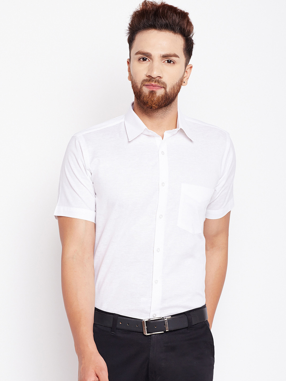 

Hancock Men White Slim Fit Solid Formal Shirt