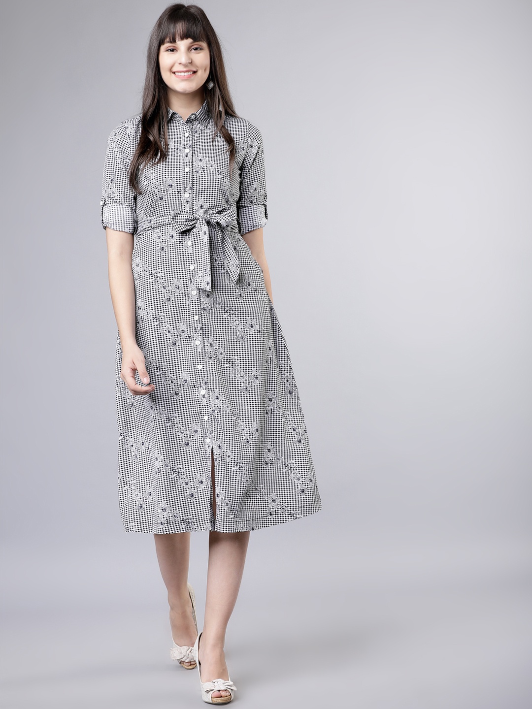 

Tokyo Talkies Women Black & White Shirt Dress