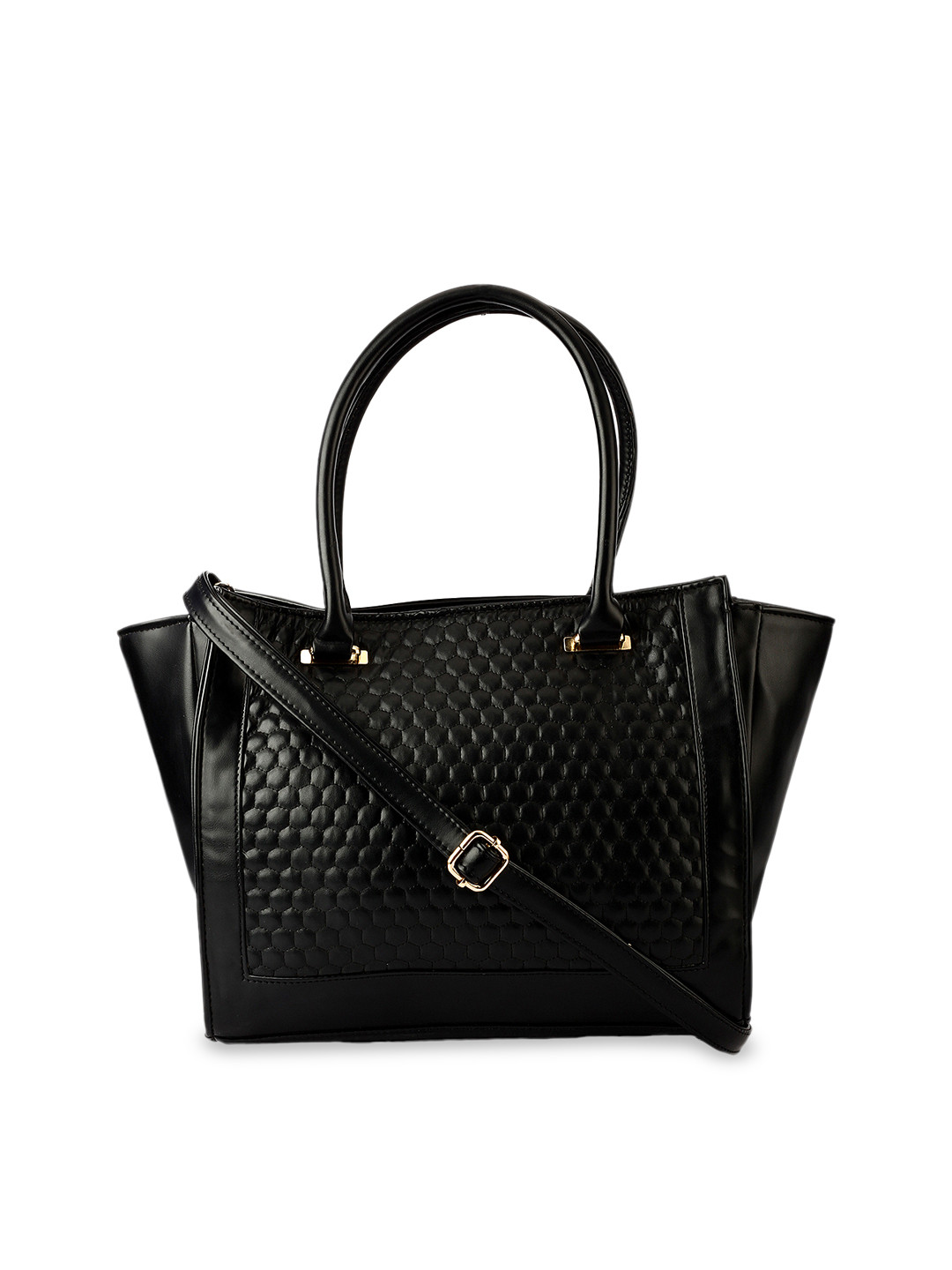 

Berrypeckers Women Black Textured Handheld Bag
