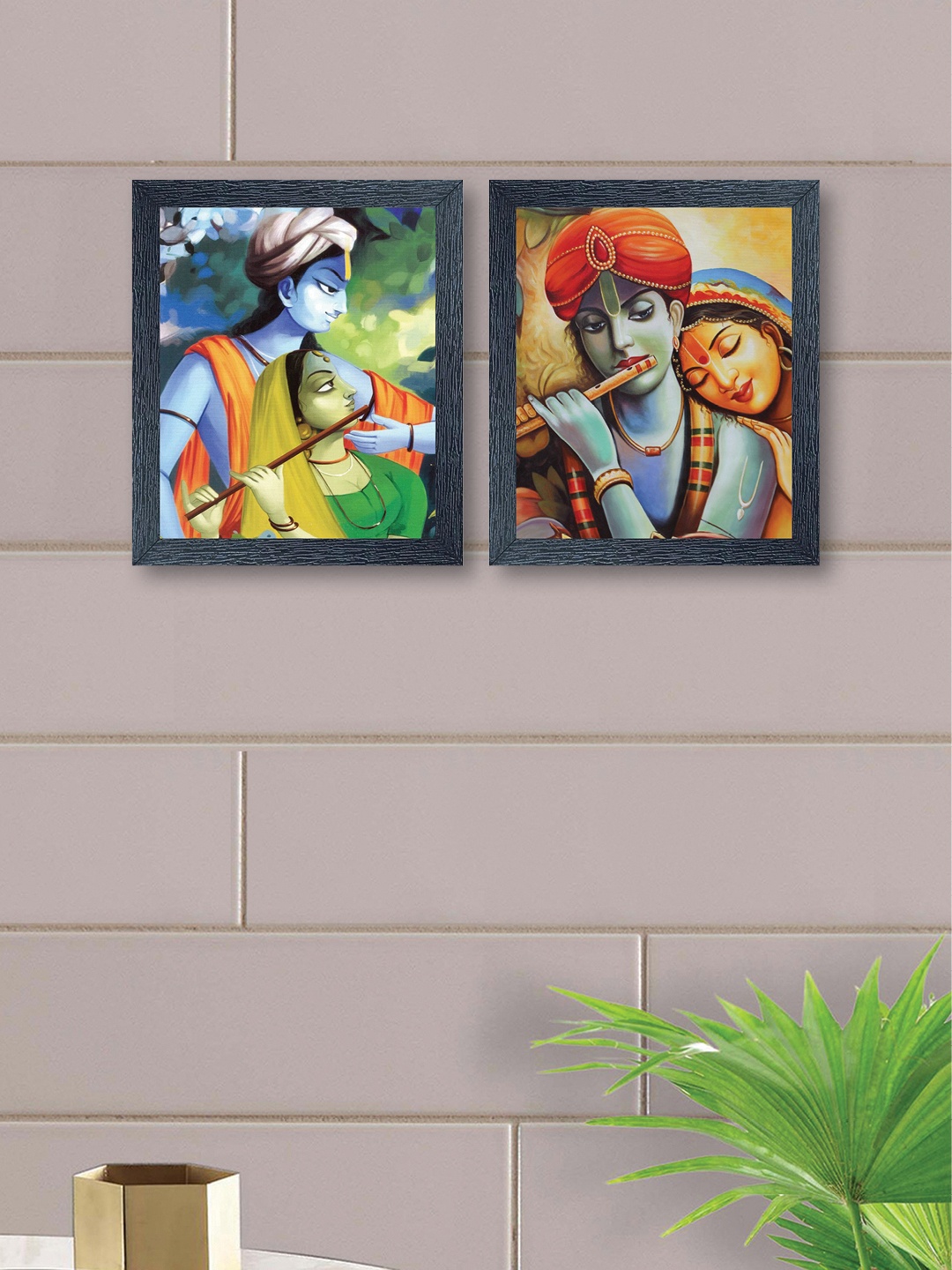 

nest Art Multicoloured Set of 2 Synthetic Hand-Painted Wood Wall Art, Multi
