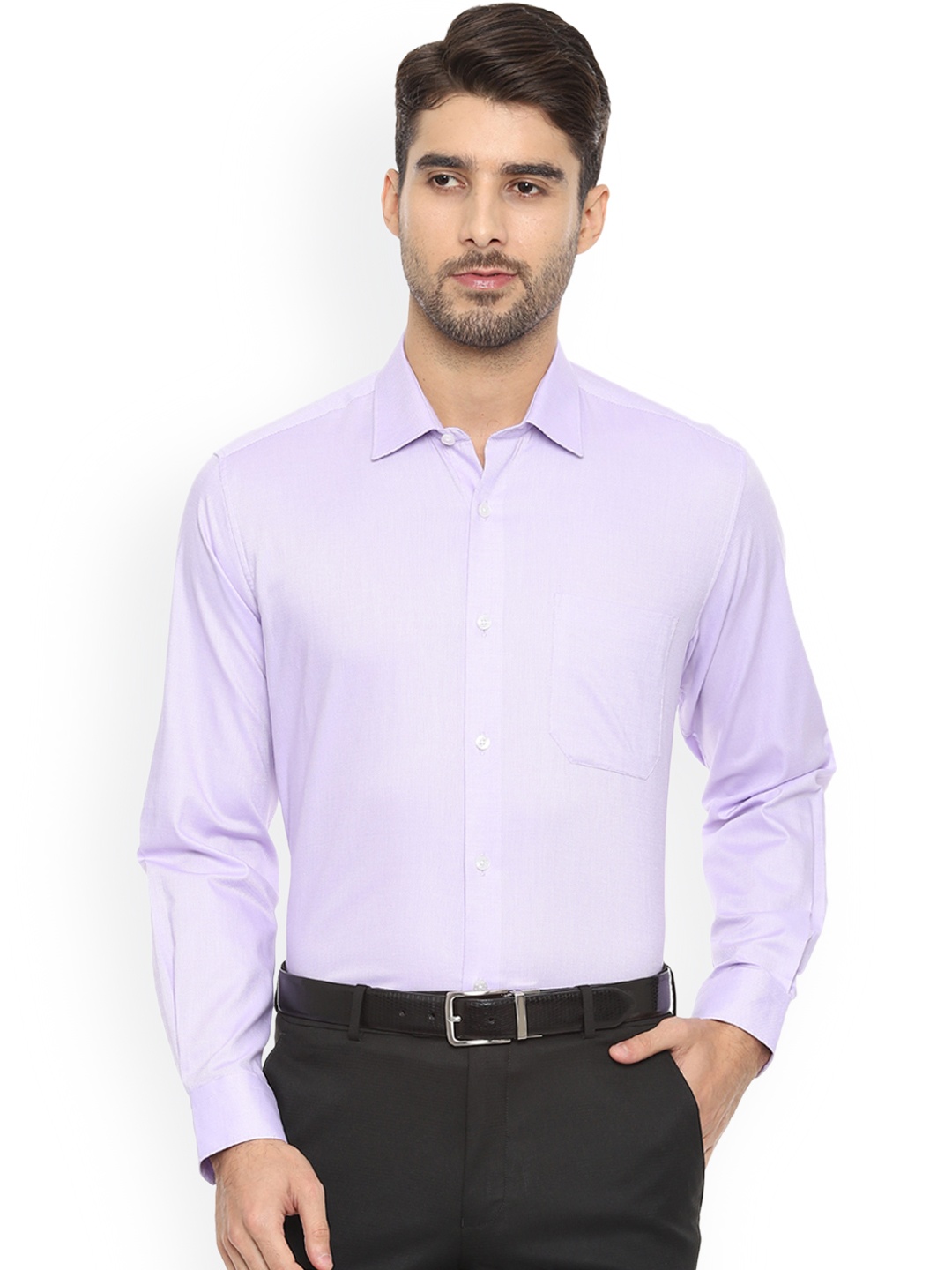 

Louis Philippe Men Lavender Tight Slim Fit Self Design Formal Shirt