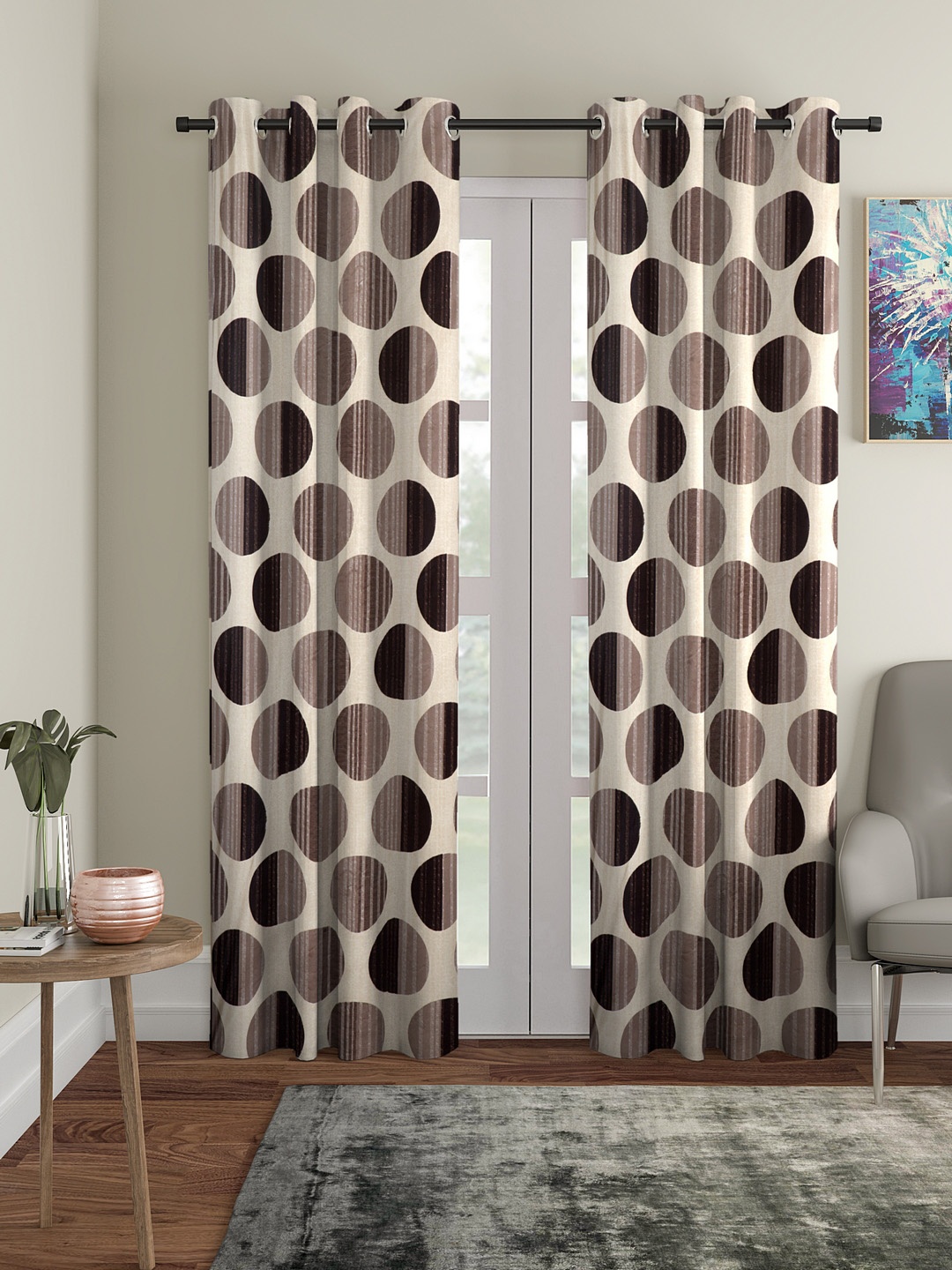 

Cortina Brown Set of 2 Polka Printed Door Curtains