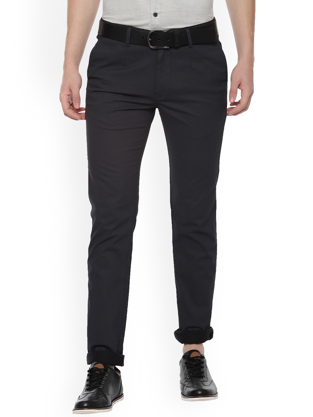 

V Dot Men Grey Slim Fit Printed Regular Trousers