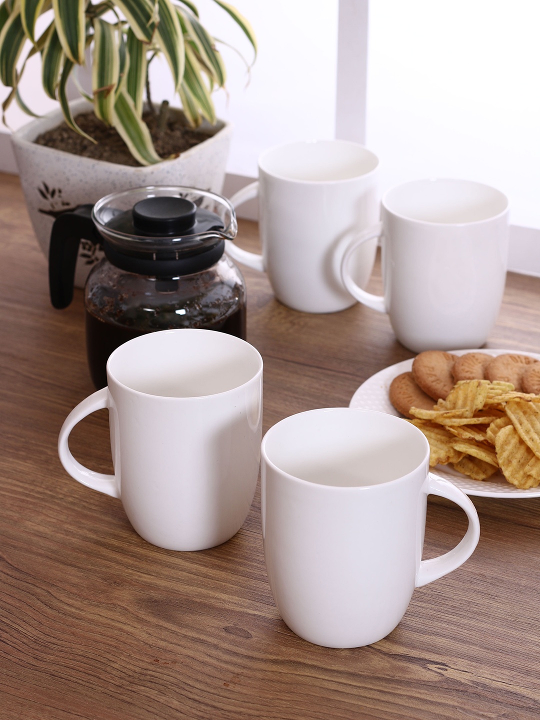 

CLAY CRAFT White Set of 2 White Ceramic Mugs