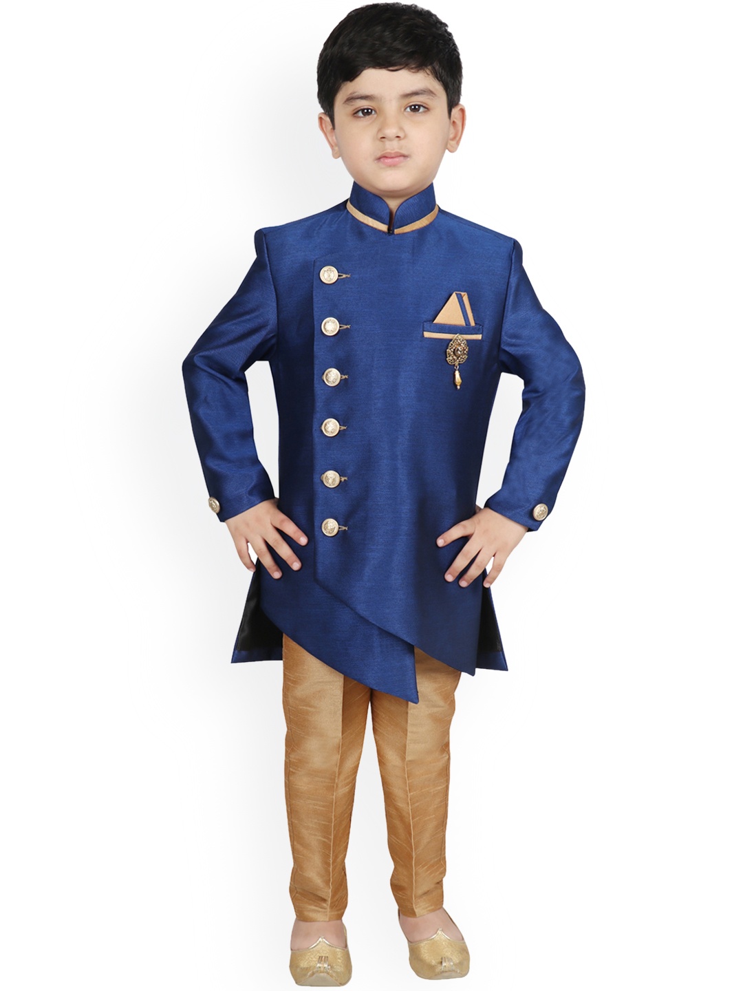 

SG YUVRAJ Boys Blue & Brown Sherwani Set