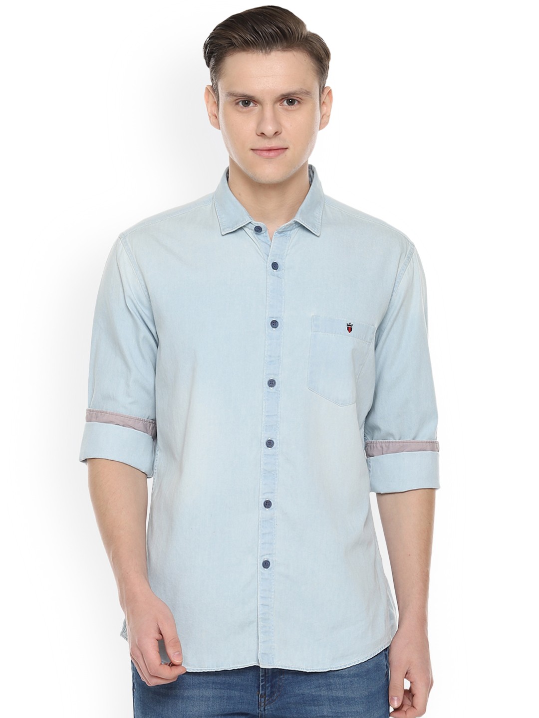 

Louis Philippe Jeans Men Blue Tight Slim Fit Solid Casual Shirt
