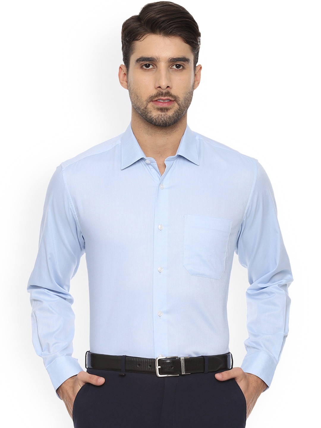 

Louis Philippe Men Blue Tight Slim Fit Solid Formal Shirt