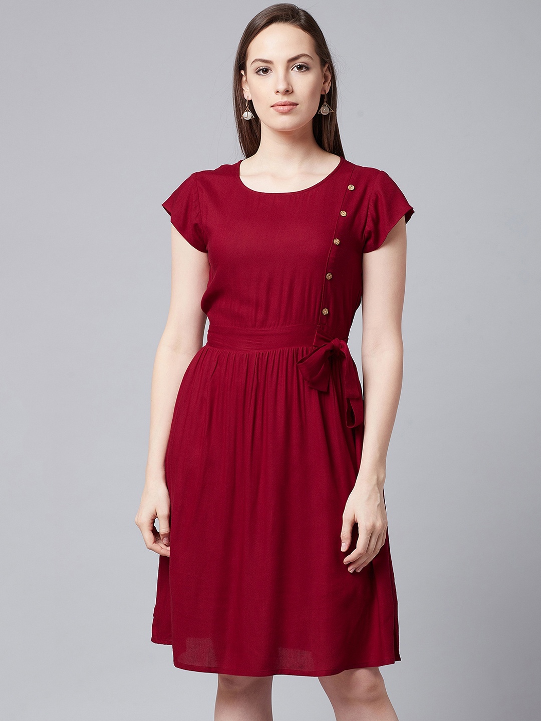 

Athena Women Red Fit and Flare Dress