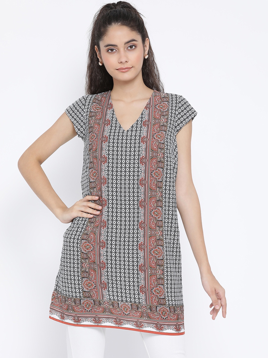 

Oxolloxo Grey Printed Tunic