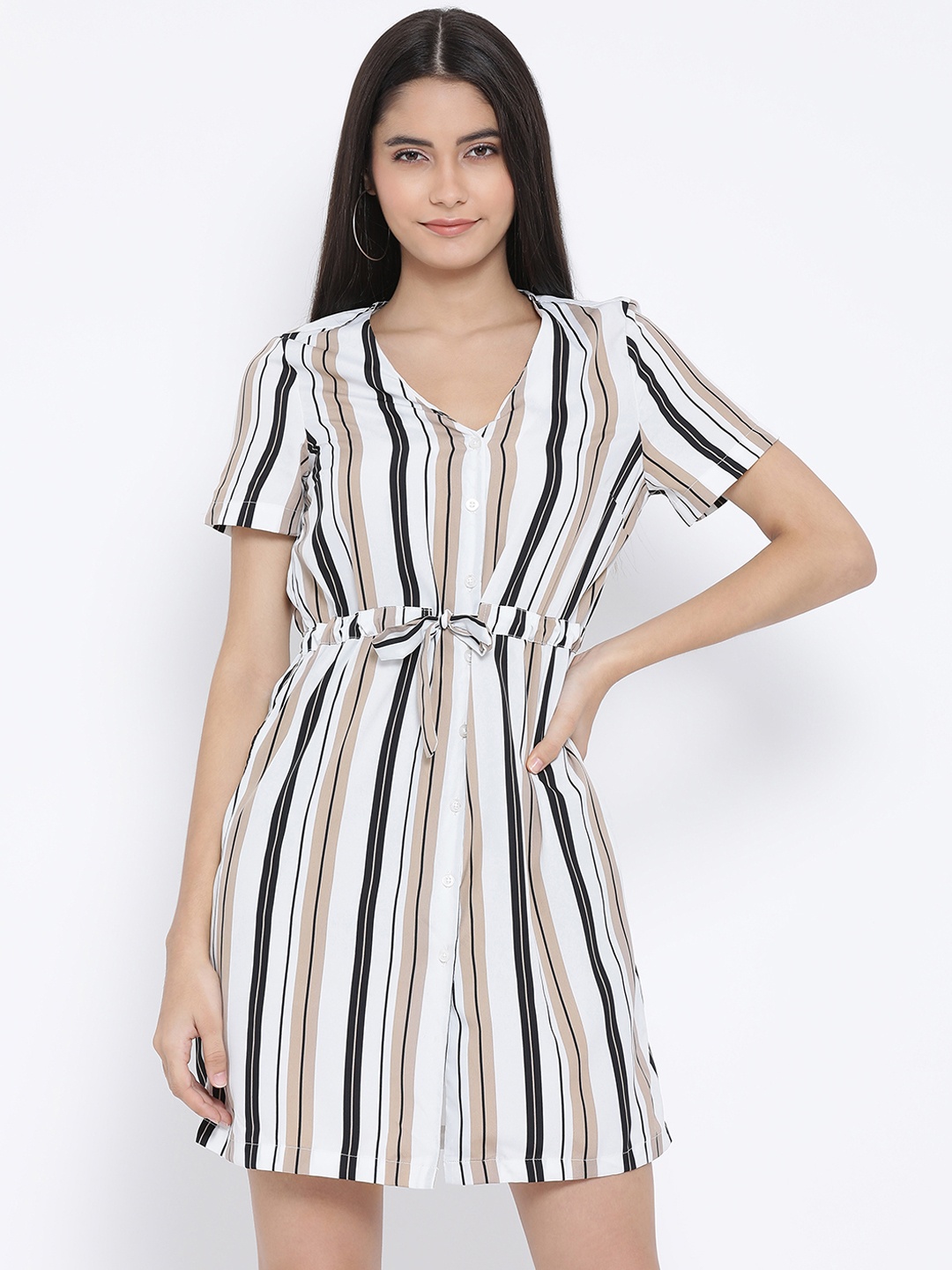 

Oxolloxo Women White & Black A-Line Dress
