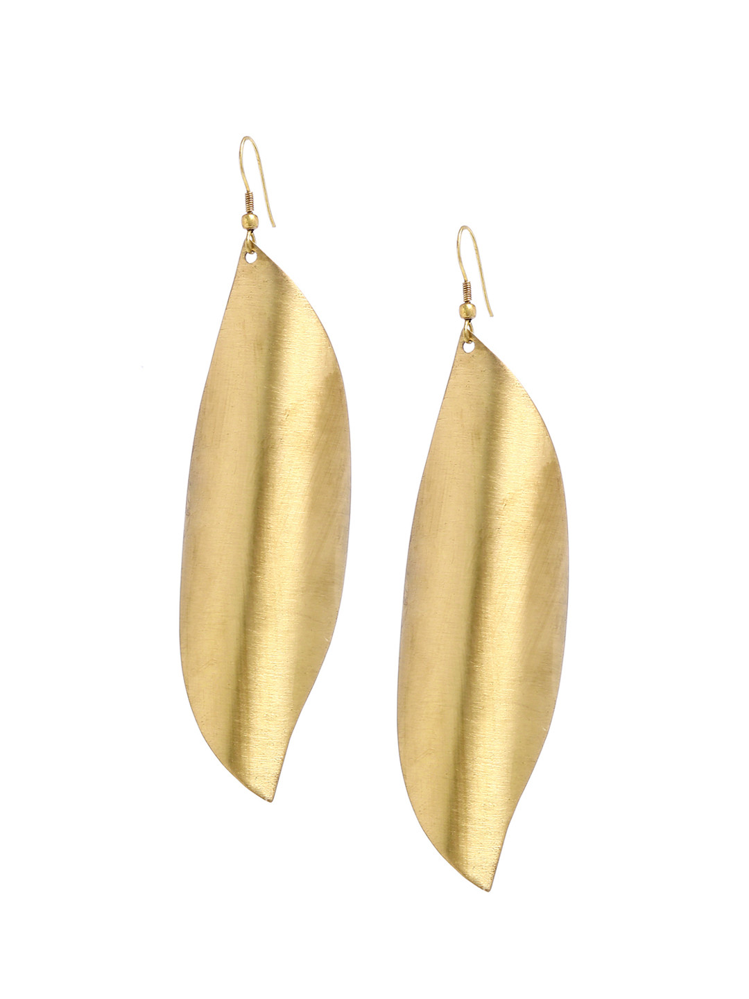 

Bamboo Tree Jewels Gold-Toned Leaf Shaped Drop Earrings