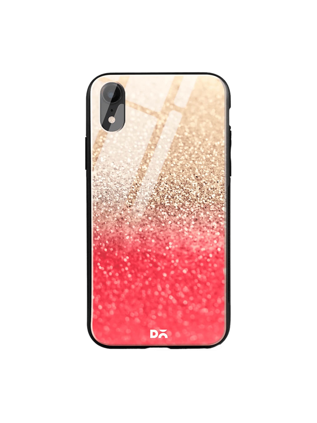 

DailyObjects Coral Red & Gold-Toned iPhone XR Glass Case Cover