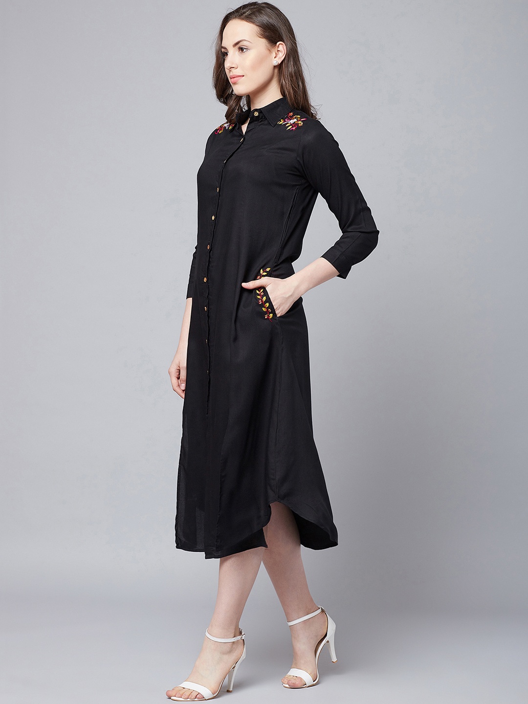

Athena Women Black Shirt Dress