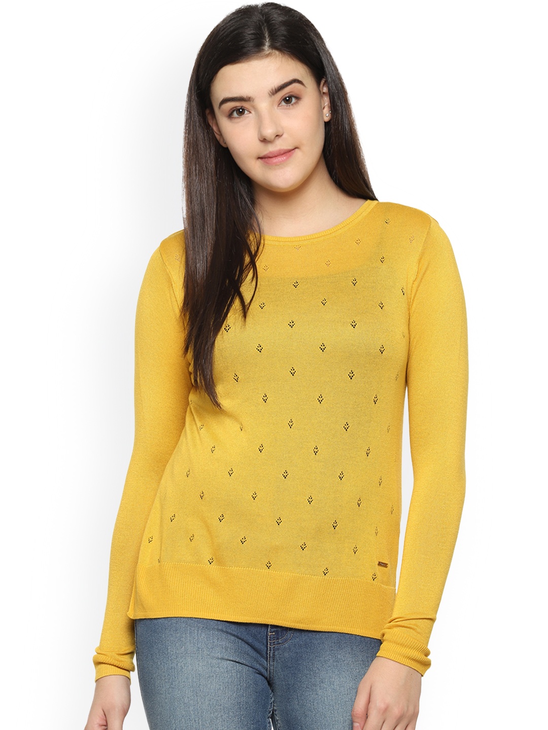 

Van Heusen Woman Yellow Self Design Top