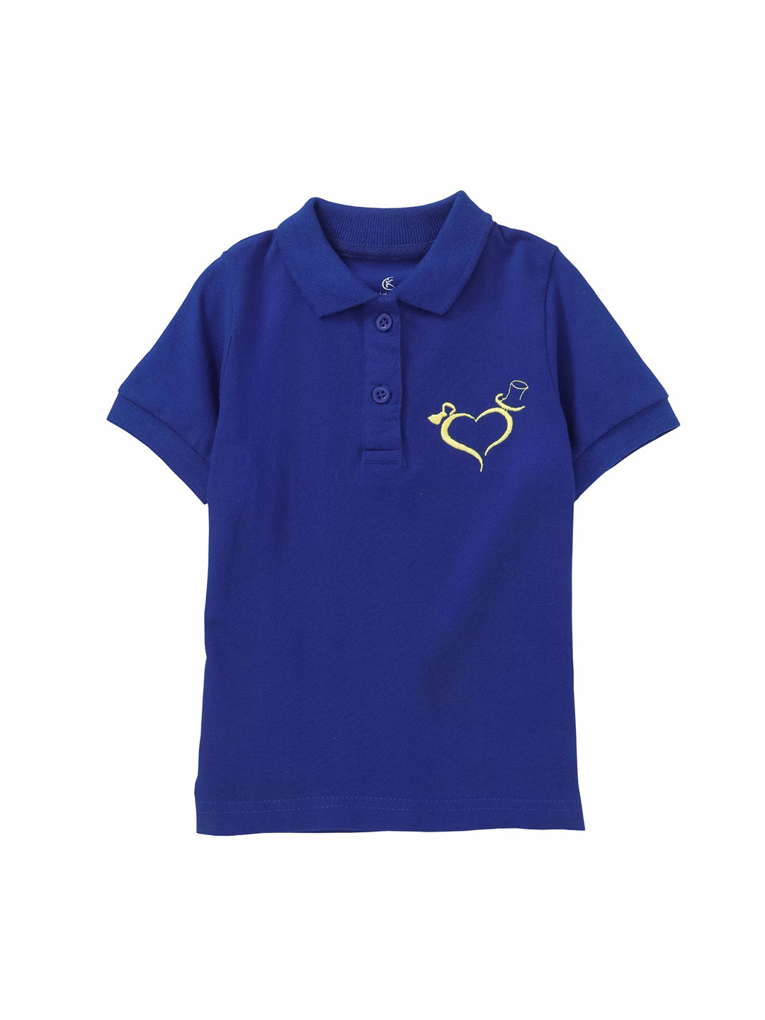 

KiddoPanti Girls Blue Solid Polo Collar Pure Cotton T-shirt