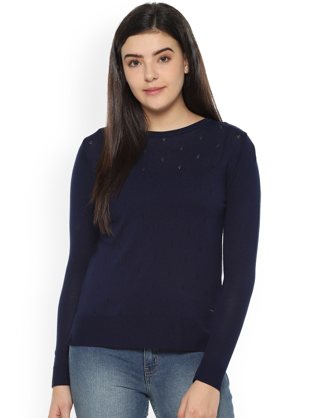 

Van Heusen Women Navy Blue Solid Top