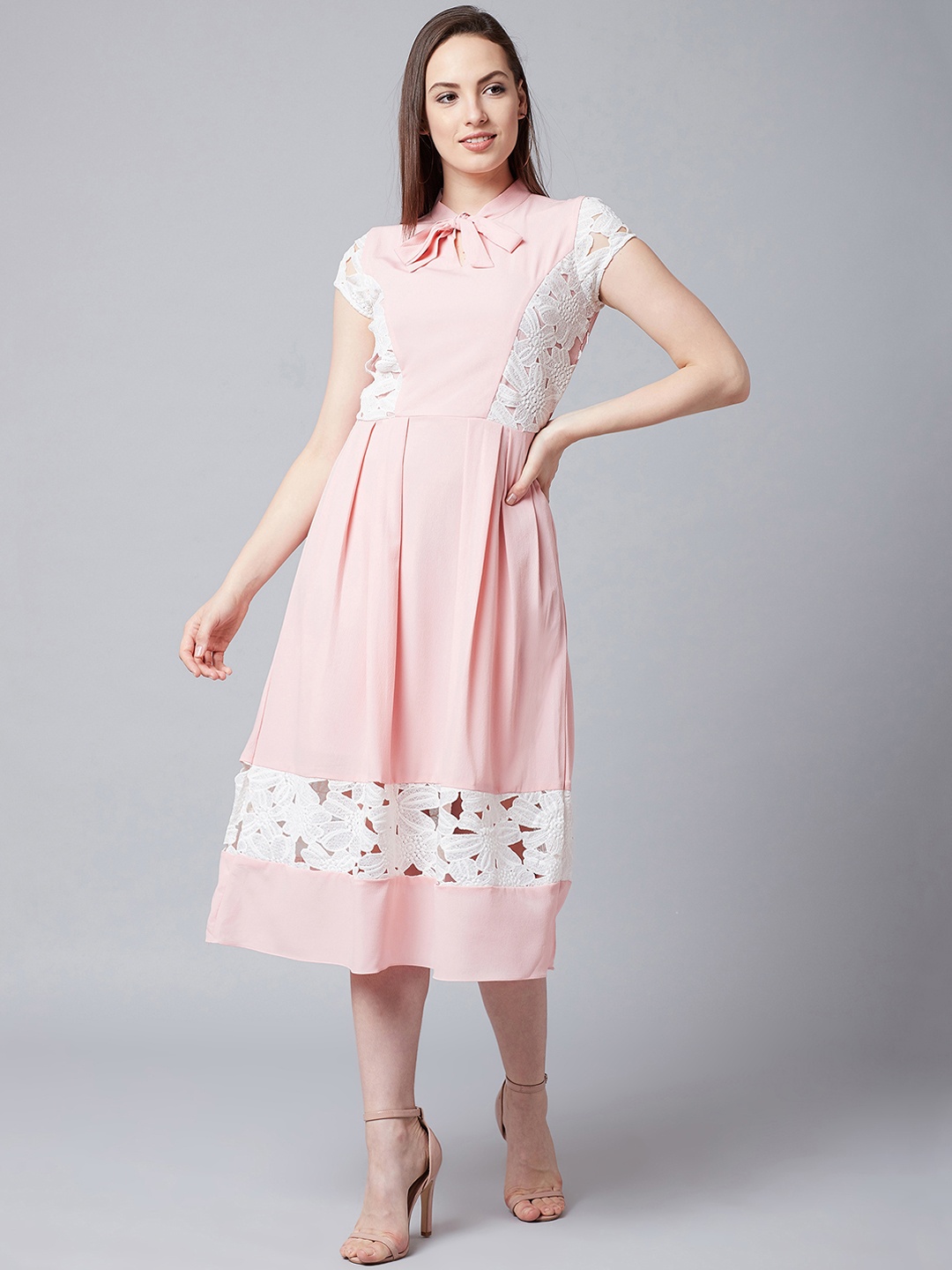 Athena Women Pink Fit and Flare Dress