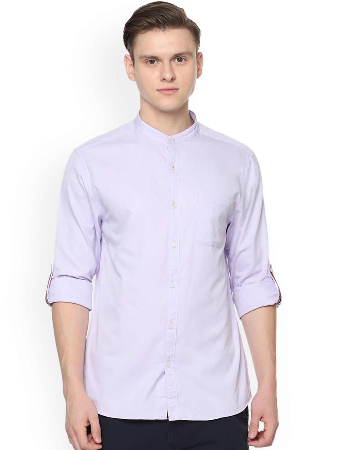 

People Men Lavender Regular Fit Solid Casual Shirt