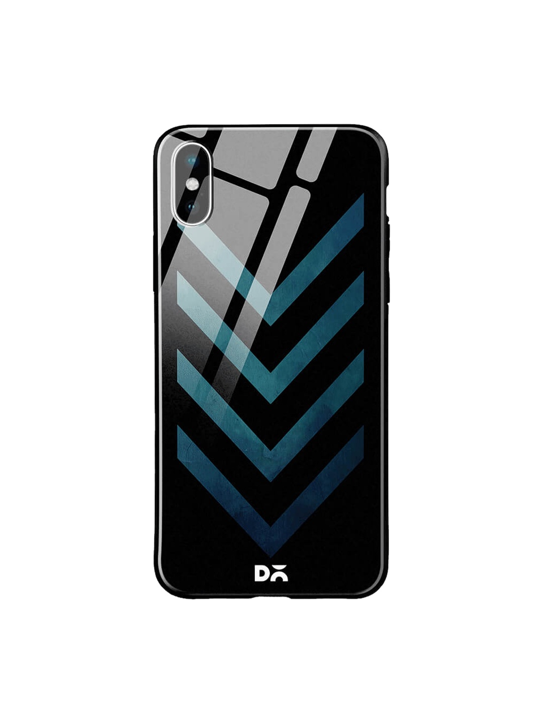 

DailyObjects Black & Blue iPhone XS Glass Case Cover