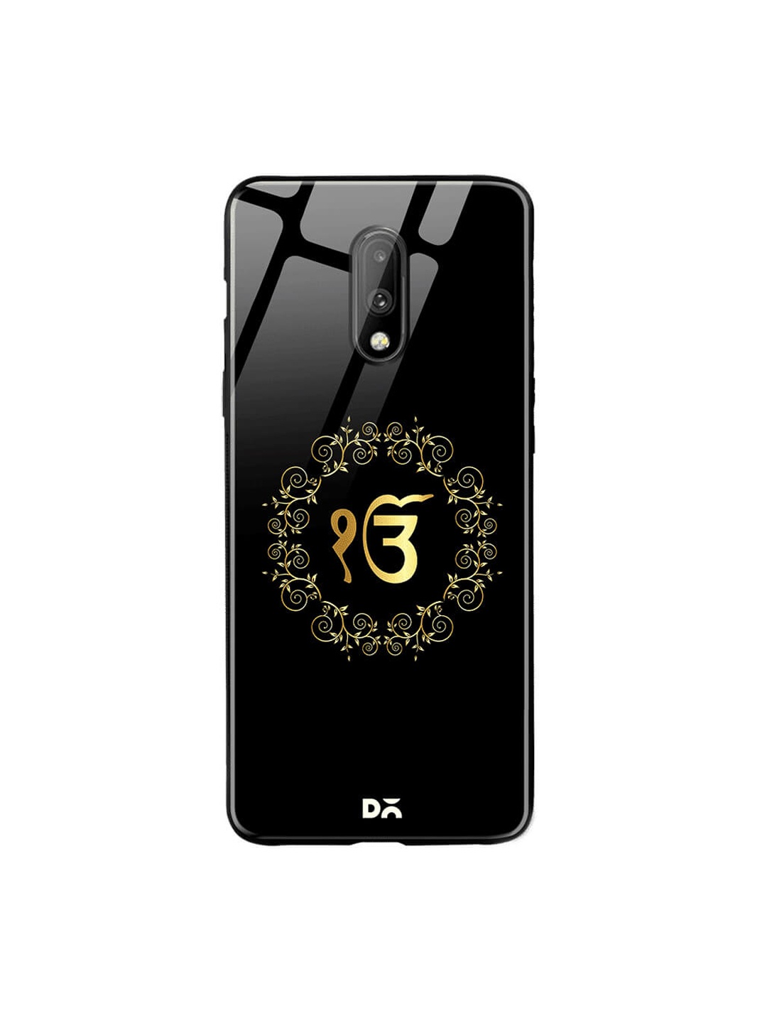 DailyObjects Black OnePlus 7 Printed Glass Case Cover