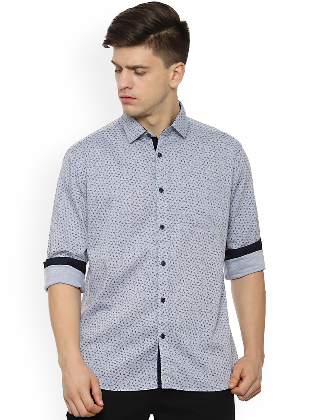 

People Men Grey Regular Fit Printed Casual Shirt