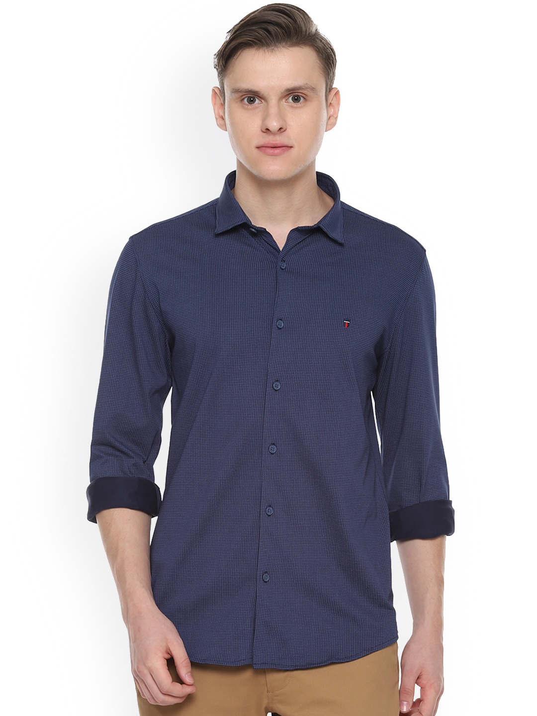 

Louis Philippe Sport Men Blue Super Skinny Fit Solid Casual Shirt