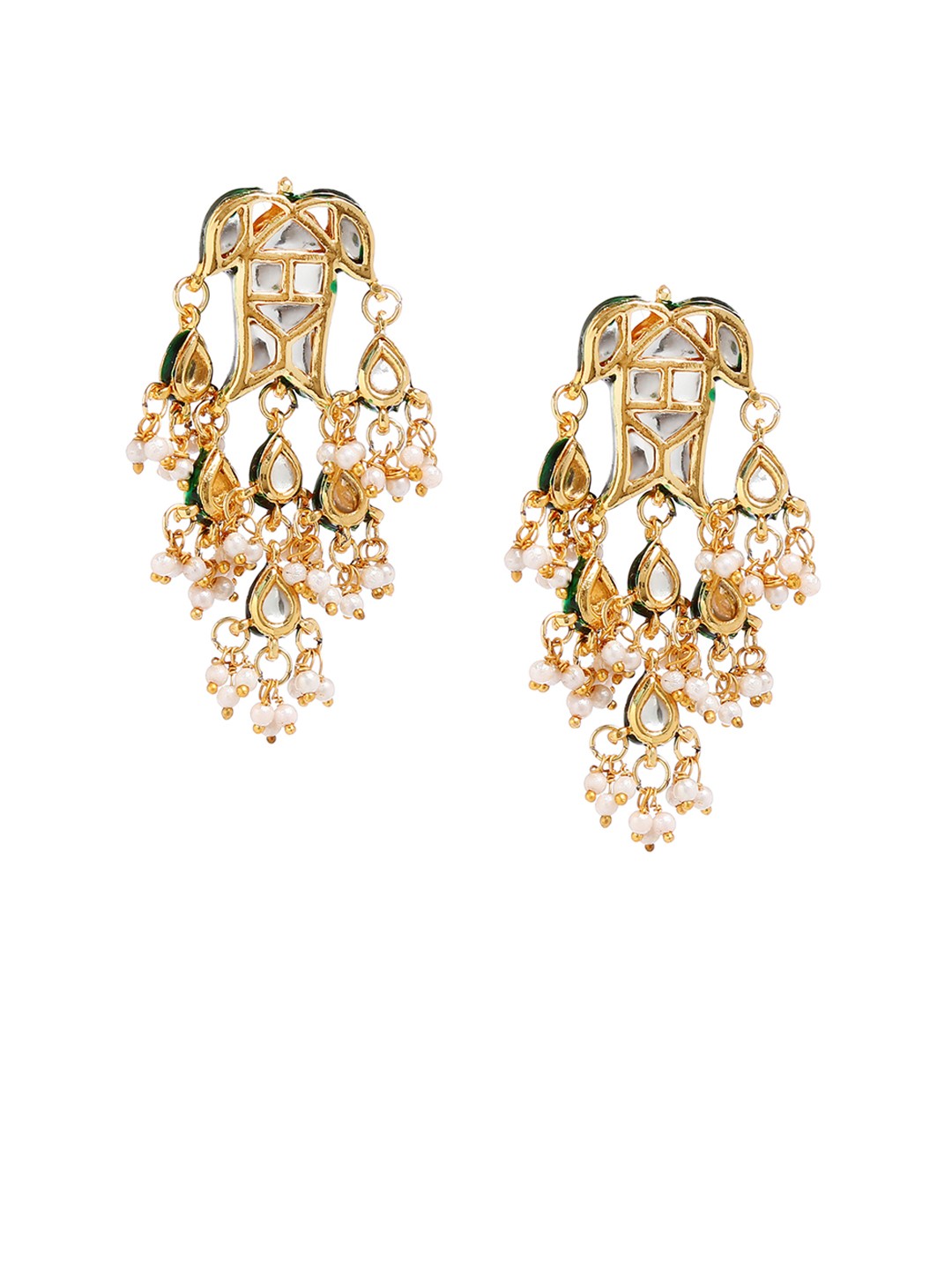 

Bamboo Tree Jewels Gold-Toned & Green Classic Drop Earrings