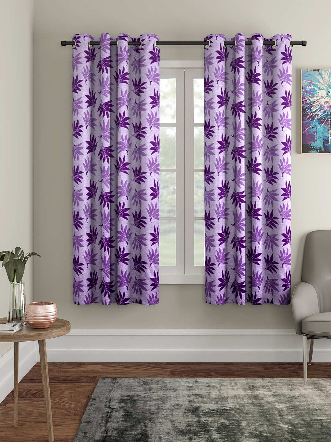 

Cortina Set of 2 Printed Window Curtains, Purple