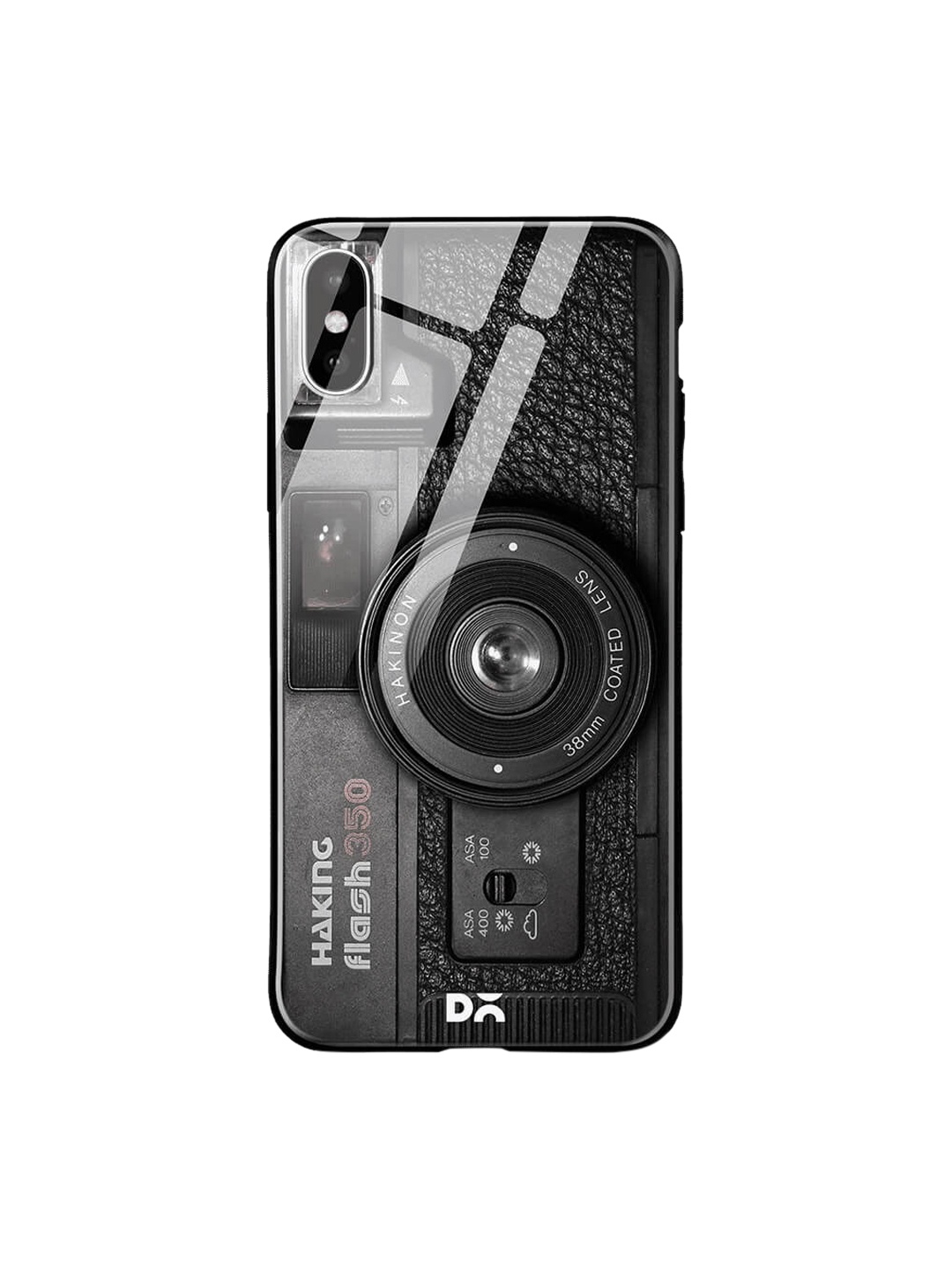 

DailyObjects Black iPhone X Printed Glass Case Cover