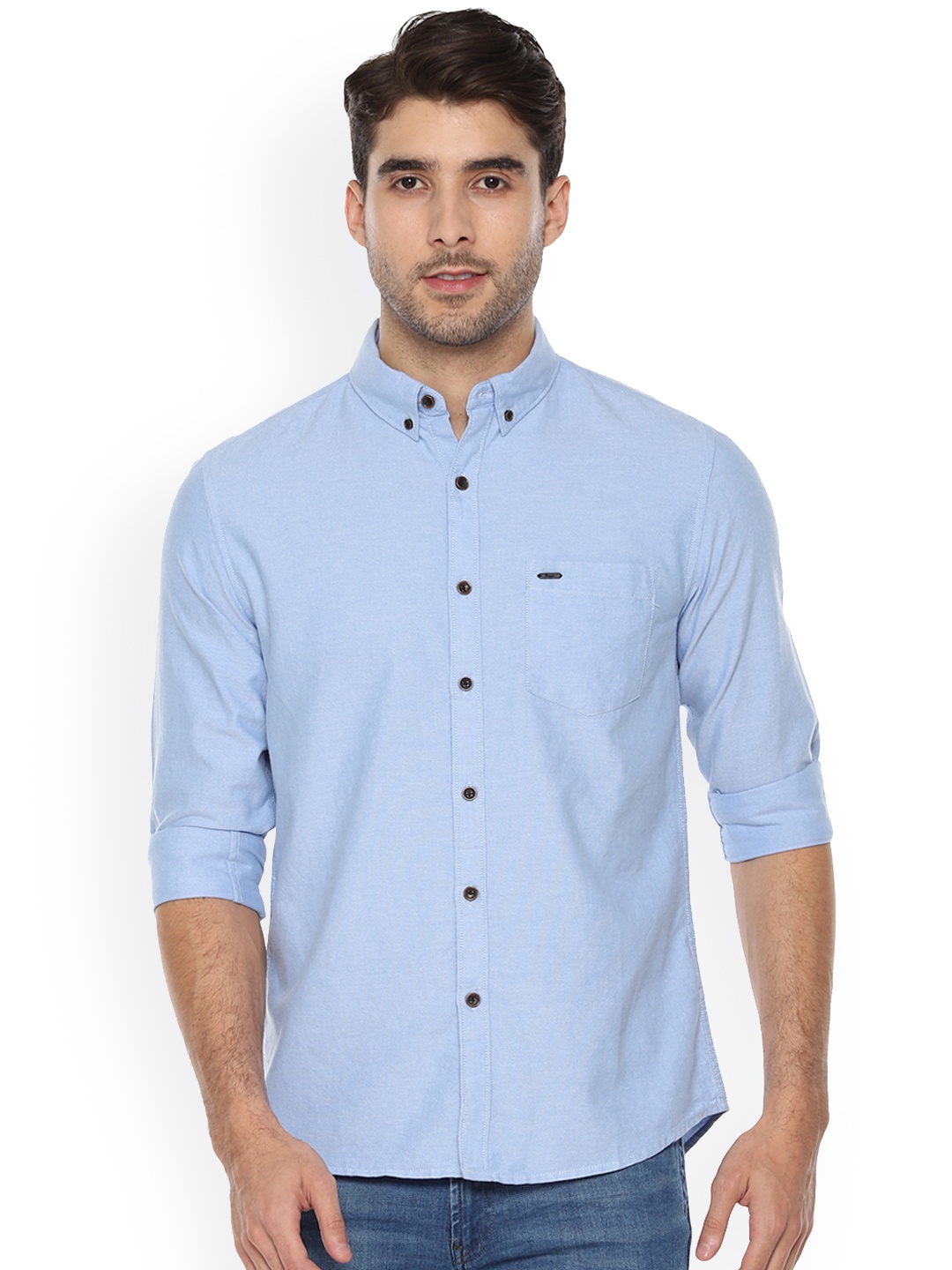 

People Men Blue Regular Fit Solid Casual Shirt