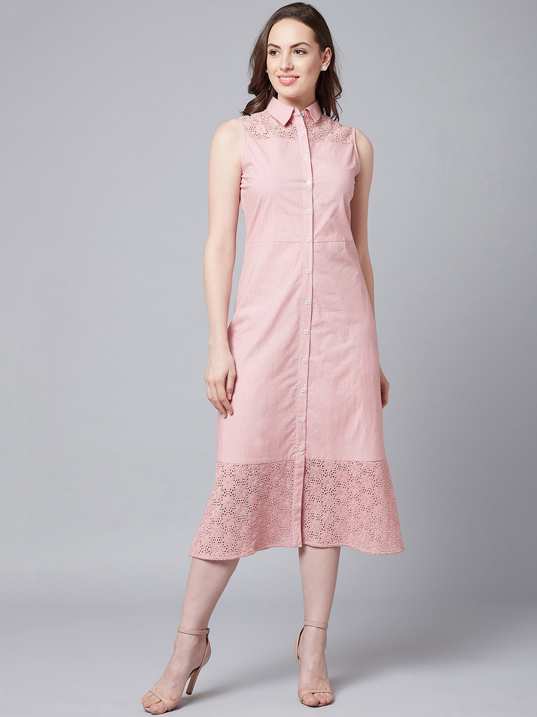 

Athena Women Pink Self Design Shirt Dress