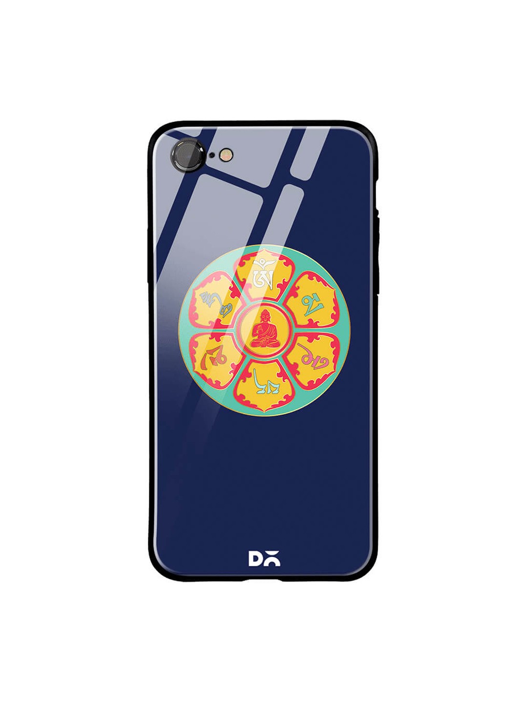 

DailyObjects Navy Blue iPhone 8 Printed Glass Case Cover