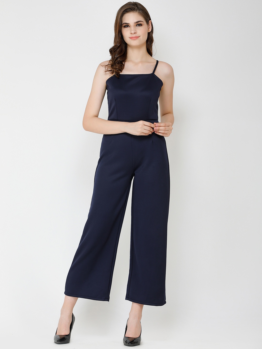 

Cation Women Navy Blue Solid Basic Jumpsuit