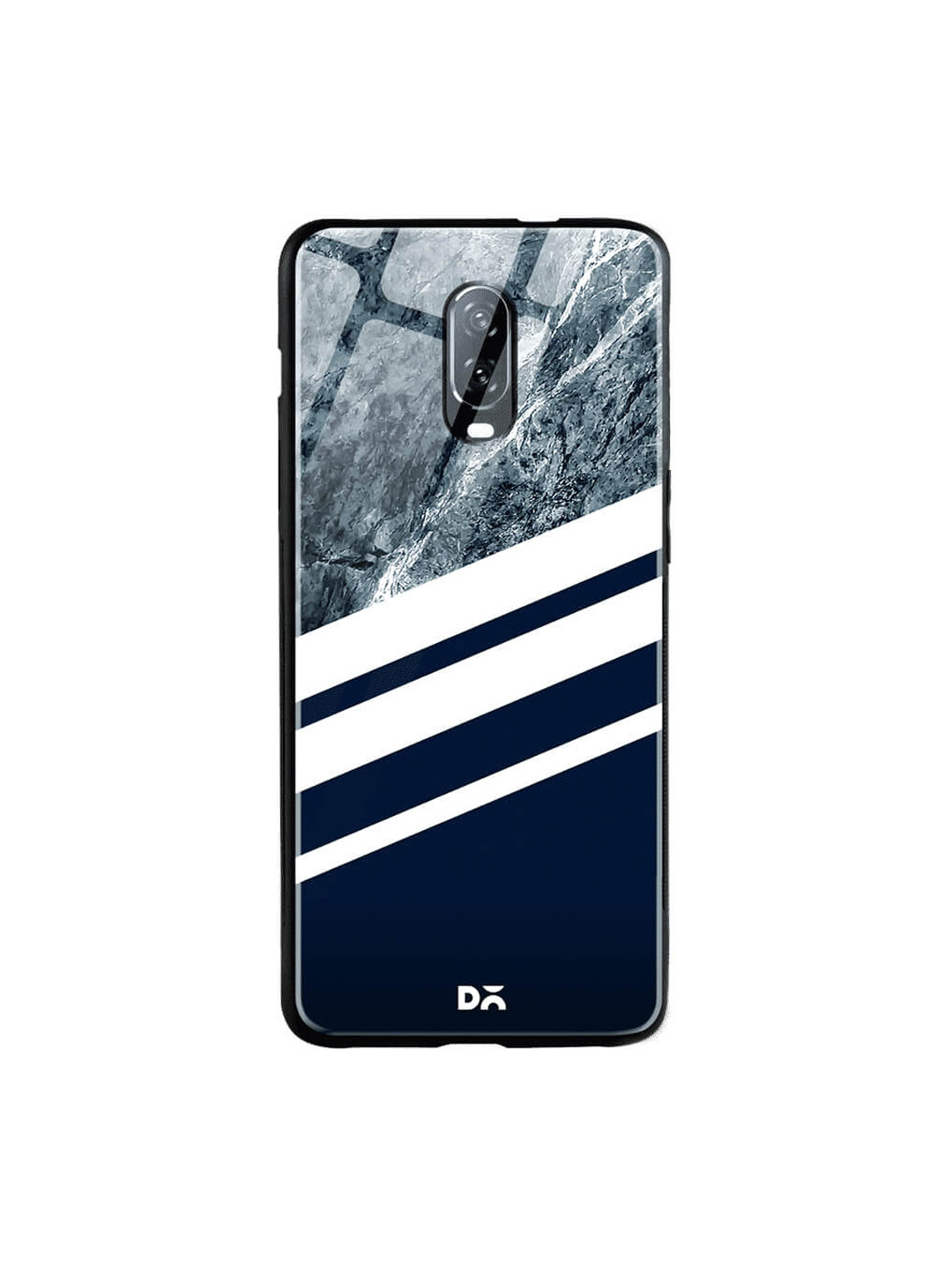 

DailyObjects Blue & White Printed OnePlus 6T Glass Case Cover