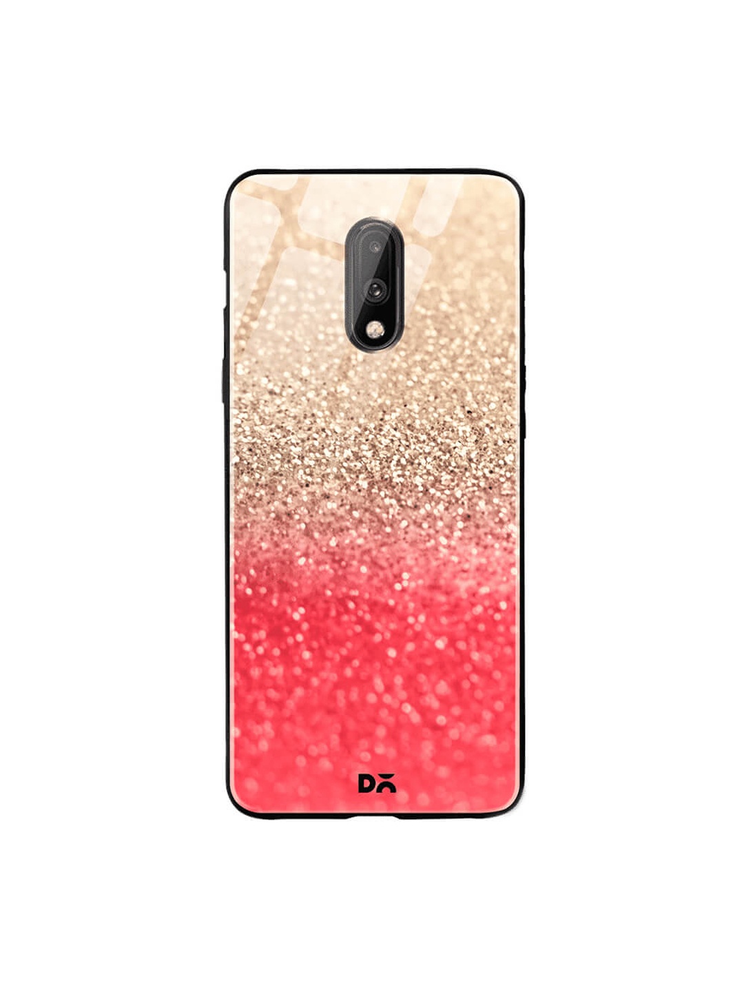 

DailyObjects Coral Red & Gold-Toned OnePlus 7 Glass Case Cover