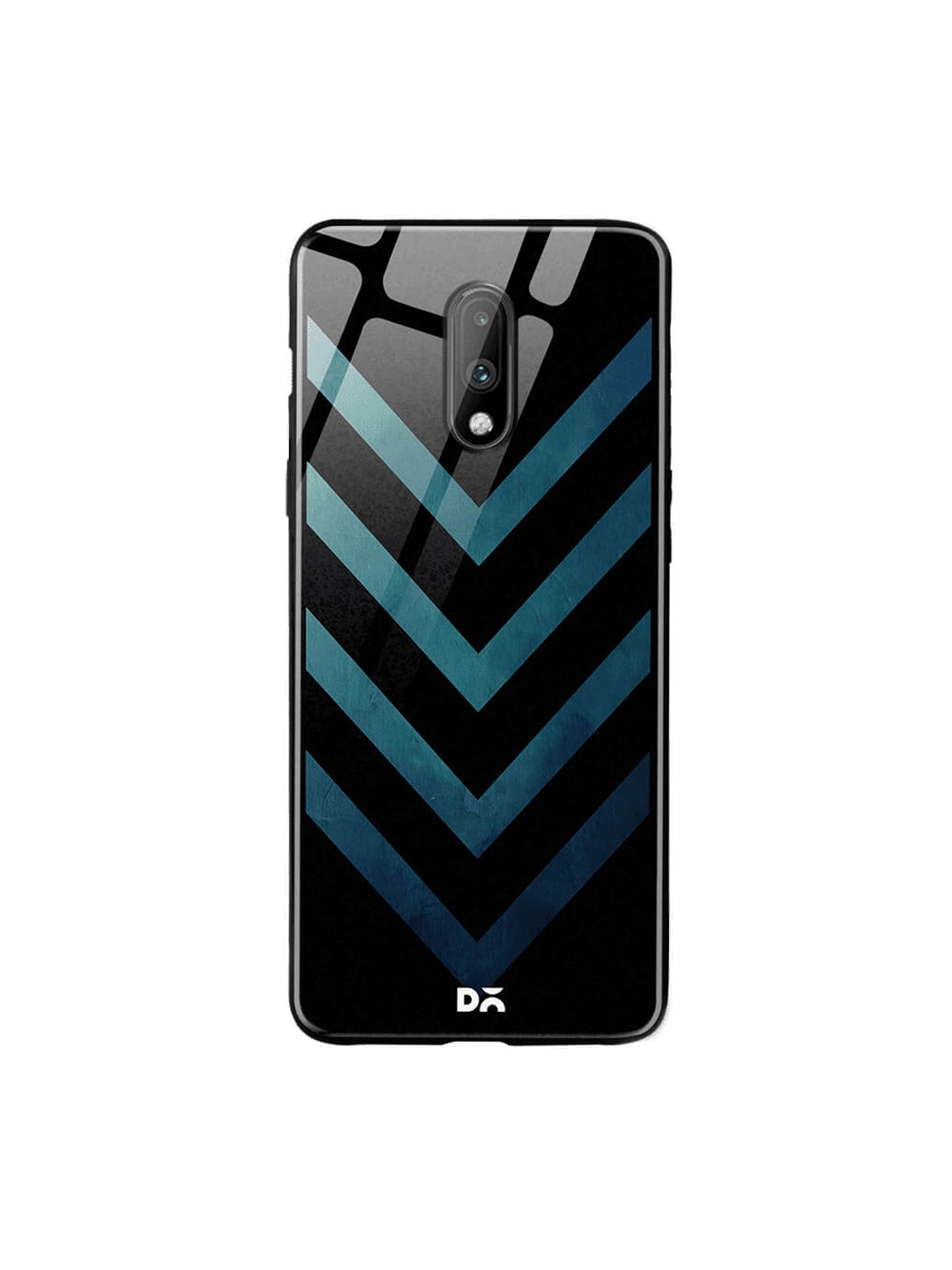 

DailyObjects Black & Blue OnePlus 7 Printed Glass Case Cover