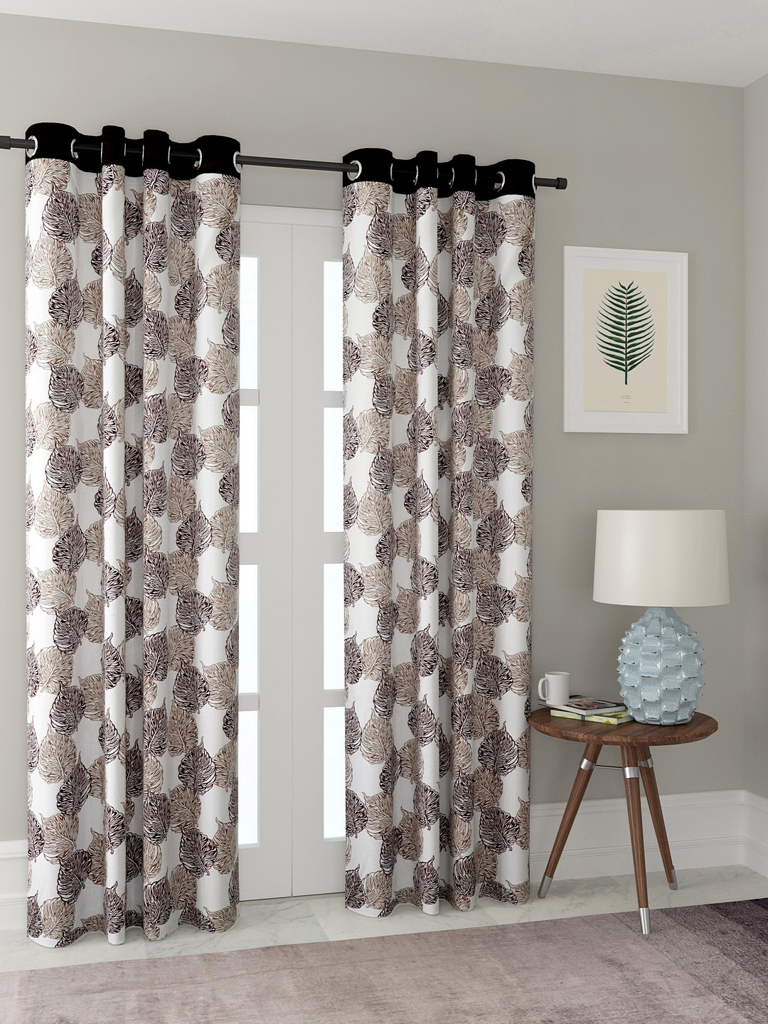 

Cortina White & Brown Set of 2 Long Door Curtains