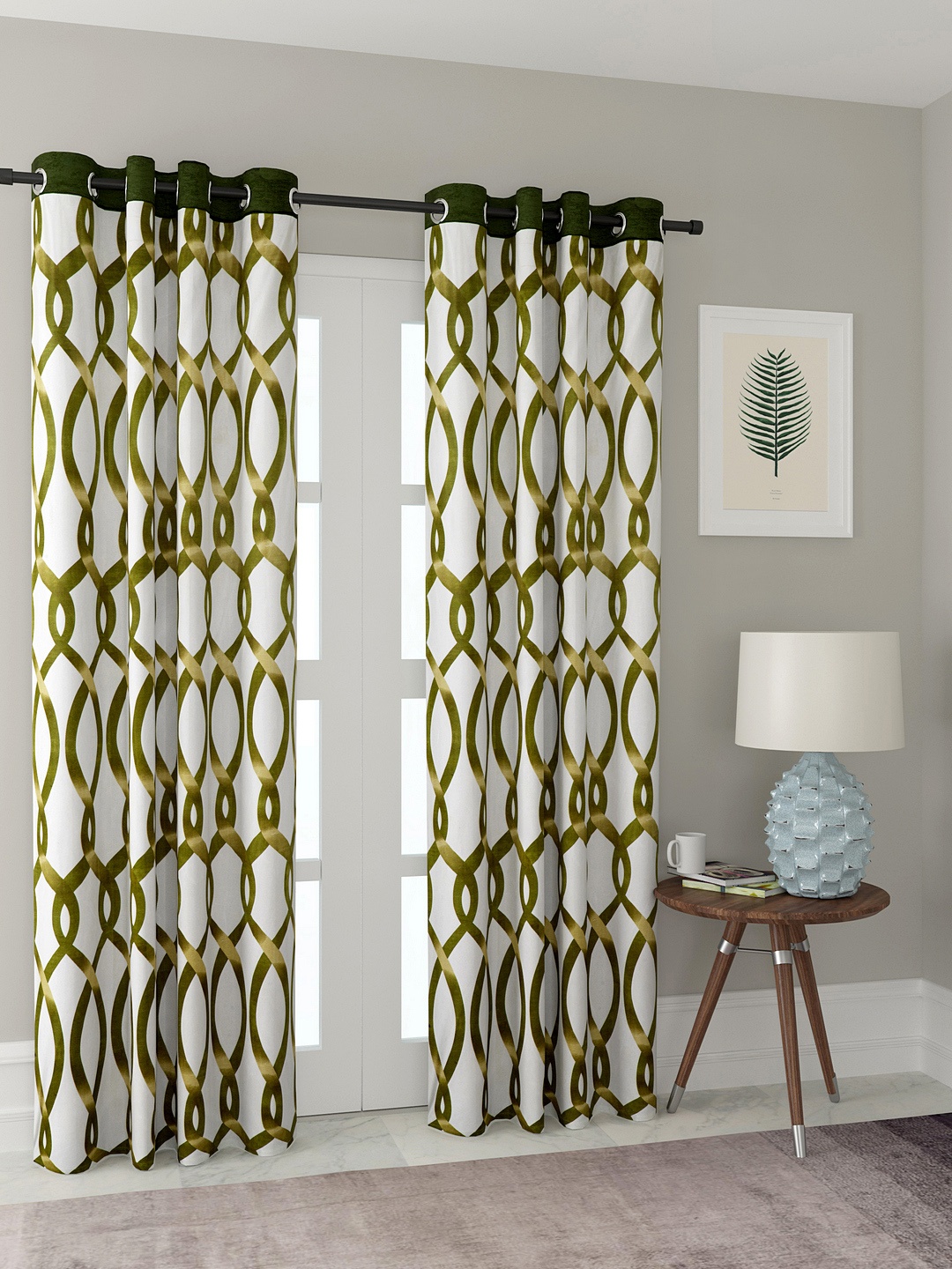 

Cortina Set of 2 Green & White Printed Door Curtains